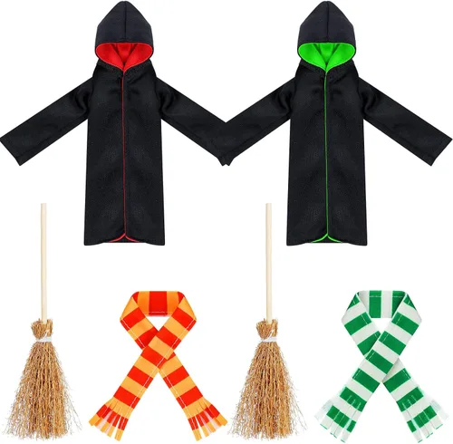 Vista 9 de Libima 6 Pcs Christmas Doll Clothes Accessories Halloween Wizard Clothes Wizard Robe and Broom Doll Costume
