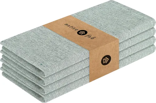 Vista 62 de Native Fab Servilletas de tela azul, paquete de 4, 100% algodón, 17 x 17 pulgadas, resistentes, textura suave, secado rápido, ideales