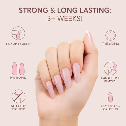 Vista 5 de Kiara Sky Uñas profesionales *NEW* Cover Gelly Tip Case Soft Gel extensiones de uñas (almendra mediana - Amore)