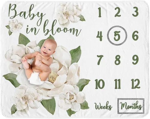 Vista 11 de Sweet Jojo Designs Manta de jardín floral bohemio para niña de flores – recién nacido mensual primer año foto crecimiento infantil regalo regalo