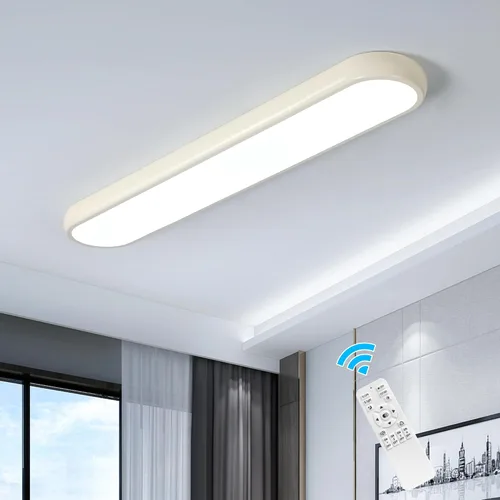 Vista 12 de Qcyuui Luces LED de Techo Regulables 46.4'' Accesorios de Iluminación para Cocina de Techo Negro Empotrado con Control Remoto Luz de Techo Lineal