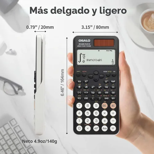 Vista 6 de OSALO Calculadora científica 252 funciones Pantalla escrita de 2 líneas y calculadoras solares de batería para estudiantes de secundaria (OS-82ES-2)