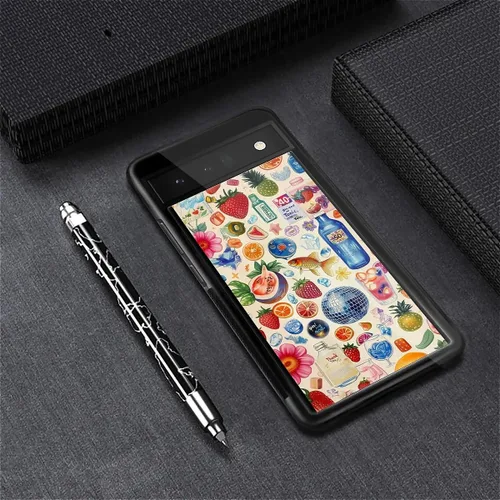 Vista 1525 de Compatible con Google Pixel 4A 5G Mobile Case Creative Acrylic Panel trasero Silicona Protección Grip especialmente diseñado para Google Pixel 4A 5G