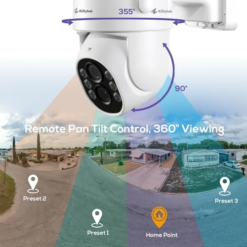 Vista 2 de Kittyhok Cámara de seguridad PTZ de doble lente inalámbrica para exteriores Cámara de seguridad inalámbrica FHD 2K con zoom híbrido 10X