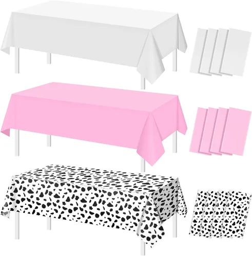 Vista 9 de MASHAN 6Pack de manteles para revelación de género, manteles desechables de plástico rosa y azul, fundas de mesa rectangulares para decoración