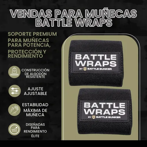 Vista 2 de Battle Bunker Wrist Wraps for Weightlifting - Heavy Duty Wrist Support Negro