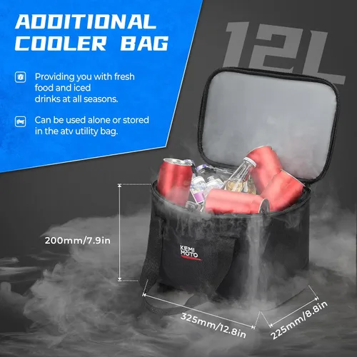 Vista 3 de KEMIMOTO Bolsa de equipo ATV para estante delantero y trasero, bolsas de almacenamiento ATV resistentes al agua, ajustable, enfriador adicional