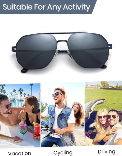 Vista 7 de Veda Tinda Vision Gafas de sol de aviador para mujeres y hombres, estilo vintage de los años 70, clásicas, a la moda, retro, para hombre, protección