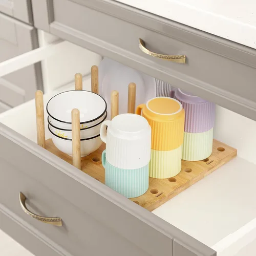 Vista 6 de Organizador de cajones de tablero de clavijas para cocina, organizadores de cajones de cocina para platos, platos, cuencos, condimentos, especias