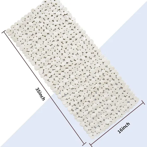 Vista 3 de SONGZIMING Tapete de Bañera Antideslizante de Guijarros para Baño y Ducha con Orificios de Drenaje, Tapete con Ventosas para Bañera