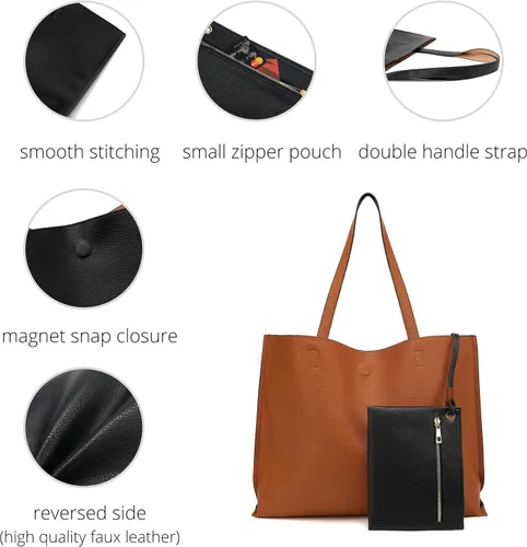 Vista 5 de Scarleton Leather Tote Bag for Women, Womens Purses and Handbags, Reversible Tote Bags for Women, Purses for Women, H1842