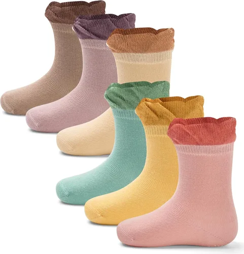 Vista 12 de Calcetines de algodón para bebés y niños pequeños con empuñaduras, antideslizantes, 6