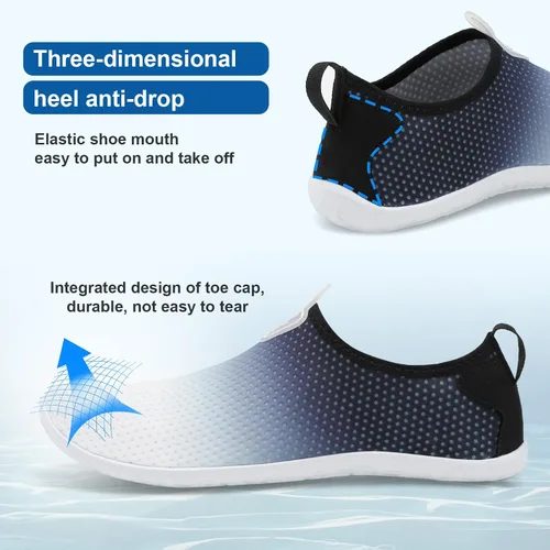 Vista 5 de Fires Zapatos de agua para mujeres y hombres, de secado rápido, calcetines de agua descalzos, transpirables, para senderismo, natación, playa, surf