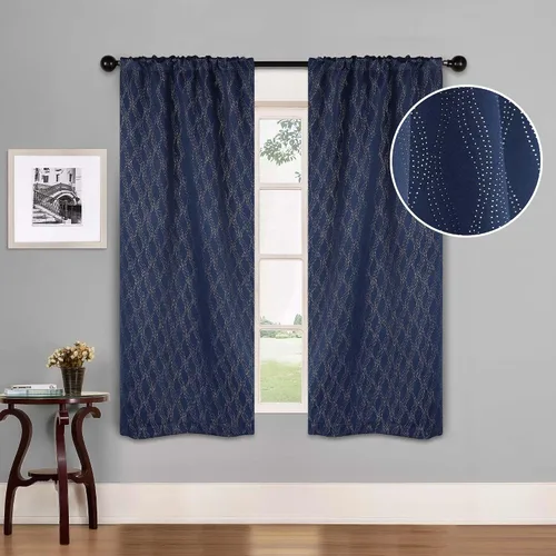 Vista 26 de BLUENILEMILLS Paneles de cortinas opacas para oscurecer la habitación con bolsillo para barra, cortinas perfectas para ventanas de cocina