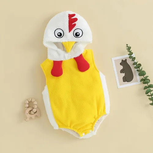 Vista 4 de Disfraz de Halloween para bebé, niño y niña, divertido disfraz de pollo con capucha
