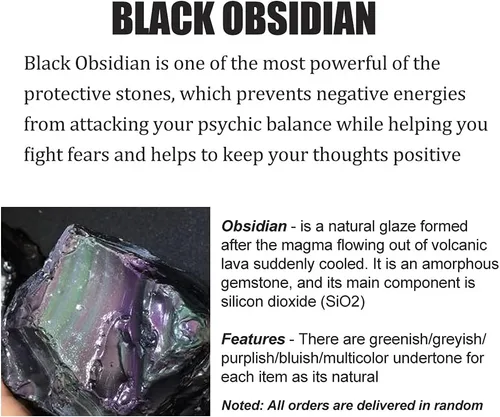 Vista 6 de HASKARE Collar curativo de obsidiana negra con colgante de piedra de energía natural ajustable