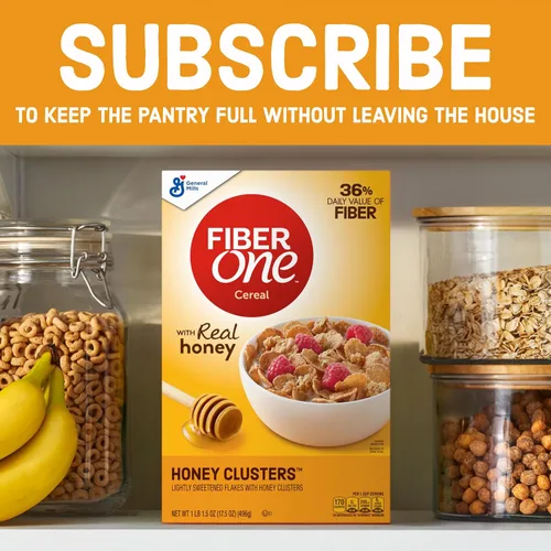 Vista 9 de Fiber One Honey Clusters Cereal de desayuno, cereal de fibra hecho con grano entero, 17.5 onzas