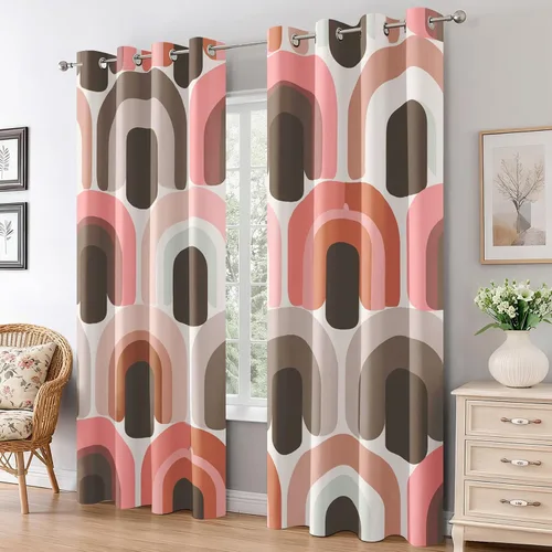 Vista 16 de Groovy Heart Curtains for Living Room 84 Inch Length, 60S 70S Retro Blackout Curtains Bedroom Decor, Hippie Orange Aesthetic Grommet Thermal Black