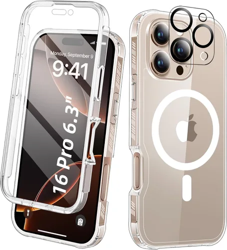 Vista 51 de Funda para iPhone 15 de cuerpo completo, protector de pantalla integrado, con protector de lente de cámara, [antiamarilleamiento], funda protectora