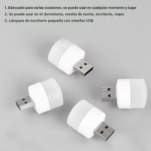 Vista 3 de Luces USB de noche, mini bombilla LED, enchufable, blanco cálido, compacto, ideal para dormitorio, baño, guardería, pasillo, cocina, coche, luz