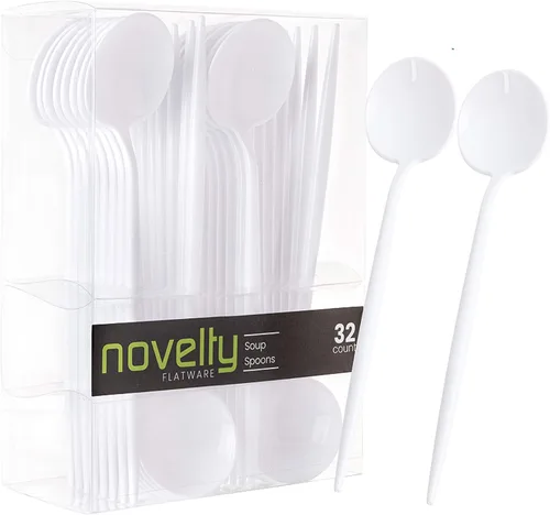 Vista 10 de Novedosos cubiertos modernos, cubiertos, cuchillos de plástico desechables de lujo, color blanco, 32
