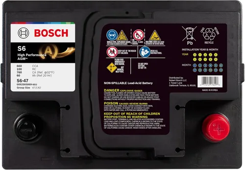 Vista 2 de Batería de Vehículo Bosch S6-47 Batería de Arranque de Alto Rendimiento Bosch Ideal para vehículos con tecnología Start-Stop y frenado regenerativo
