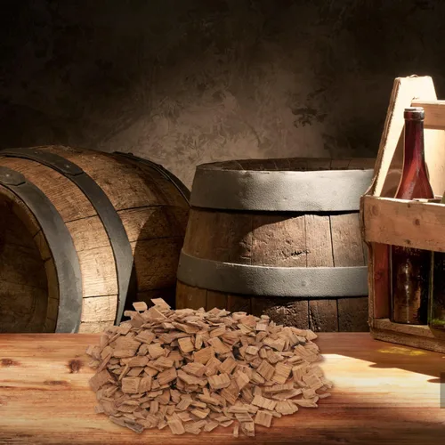 Vista 7 de Hemoton Paquete de 1 paquete de chips de roble para batidor francés, suministros para hacer vino, chips de roble para envejecer, cubos de whisky
