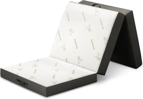 Vista 7 de Cozzzi Colchón plegable individual de 4 pulgadas para suelo y viajes con funda extraíble, colchón ligero y portátil para adultos y niños, compacto