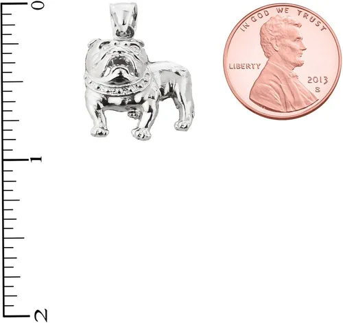Vista 3 de Collar con colgante de Bulldog de plata de ley con cadena