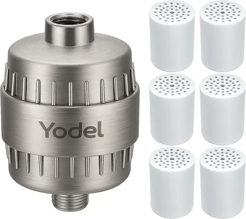 Vista 9 de Yodel Filtro de ducha con 6 cartuchos negro mate, suavizante de agua dura, 99% elimina el cloro y las impurezas, mejora la condición de la piel