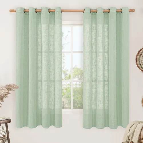 Vista 179 de LAMIT Cortinas de lino marrón caramelo para sala de estar, 84 pulgadas, de lino sintético, texturizado, filtrante de luz, paneles de privacidad