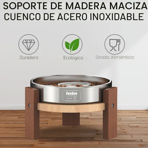 Vista 5 de Feedoo Soporte elevado para cuenco para perros, soporte elevado de 6 pulgadas de altura para perros medianos, incluye 2 tazas de acero inoxidable
