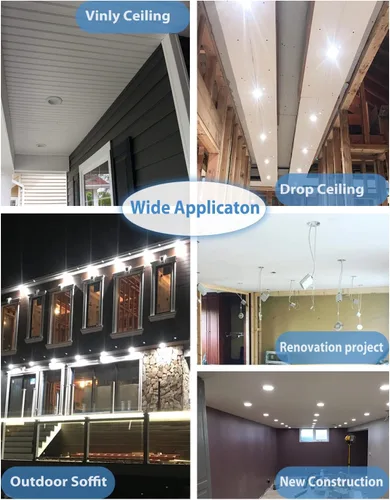 Vista 6 de POPANU Lámpara LED empotrable de 4 pulgadas, lámpara de techo sin lata de 9 W, 5 CCT, 4 pulgadas, luces LED de oblea, kits de carcasa y molduras