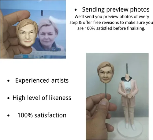 Vista 3 de Novela Figuras de Bobbleheads personalizadas a partir de la imagen para adultos; escultura personalizada totalmente hecha a mano, figura de cabeza