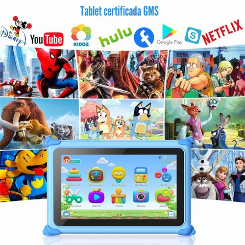 Vista 3 de Trayoo Kids Tablet, 7IN Toddler Tablet for Kids with 32GB ROM, Shockproof Case, Education Apps Pre-Installed, Parental Control, WiFi, Netflix Azul