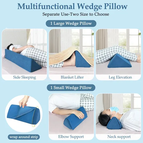 Vista 5 de NEPPT Almohada de Cuña Posicionadora Corporal Cuñas de Posicionamiento de Espalda Funda de Almohada de Elevación para Embarazo Dormitorio Alineación