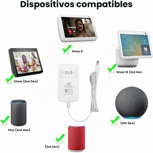 Vista 3 de Show 8 - Adaptador de cable de alimentación para Alexa 4th, 3rd, Plus 2nd