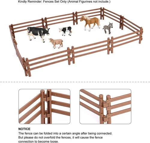 Vista 8 de Volnau Juego de 20 piezas de juguetes de valla de corral de granja, accesorios de panel, figuras de animales de granero para niños pequeños, juego