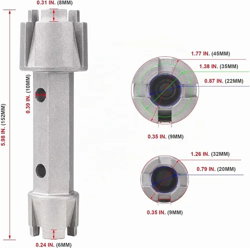 Vista 2 de HAUTMEC Llave de extracción de drenaje de bañera de aluminio de servicio pesado PL0030