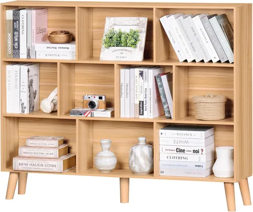 Vista 71 de LEYAOYAO Estantería de 5 cubos de 3 niveles con patas, estante negro menta para libros para niños, bonito organizador de almacenamiento, estantes