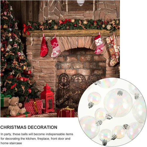 Vista 4 de 18 bolas de adornos iridiscentes, adornos colgantes transparentes de Navidad para fiestas de Navidad, cumpleaños, decoración de boda