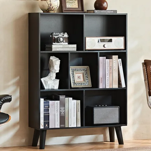 Vista 30 de LEYAOYAO Estantería de 5 cubos de 3 niveles con patas, estante negro menta para libros para niños, bonito organizador de almacenamiento, estantes