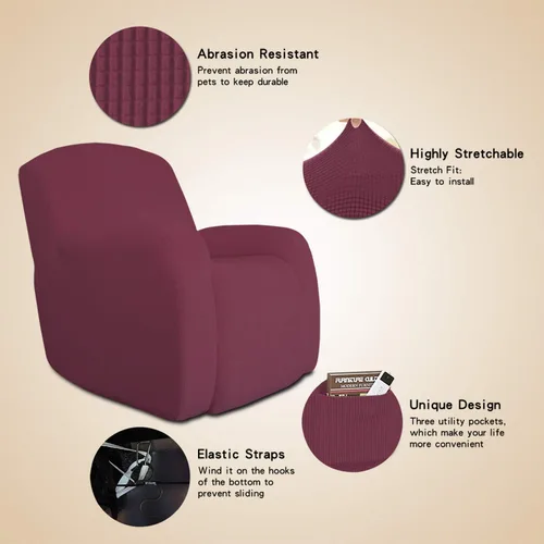 Vista 3 de Funda elástica para sofá reclinable de gran tamaño 1 Piece Furniture Protector Couch Cover Washable Soft with Elastic Bottom Kids, Polyester