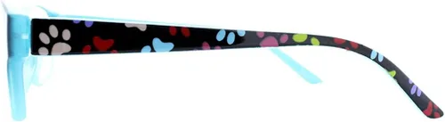 Vista 3 de Select-A-Vision Dog Bone - Gafas de lectura cuadradas con huellas de patas coloridas, color azul, 1.25 Azul pastel