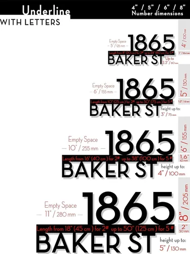 Vista 5 de Modern House Numbers - Street Address - Gray with Black Acrylic - Contemporary Home Address - Underline Sign Plaque - Door Number - Apartment