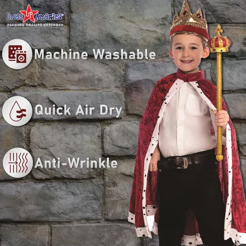 Vista 4 de Dress Up America Corona y bata de rey - Disfraz de rey para niños - Talla única