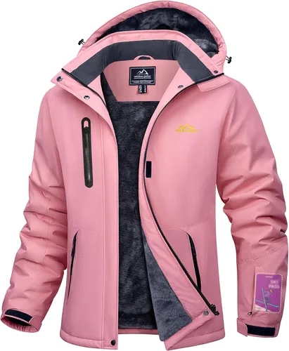 Vista 9 de MAGCOMSEN Abrigos de invierno para mujer, impermeables, aislados, para nieve, esquí, capucha, forro polar, cálido, montaña, snowboard, cortavientos