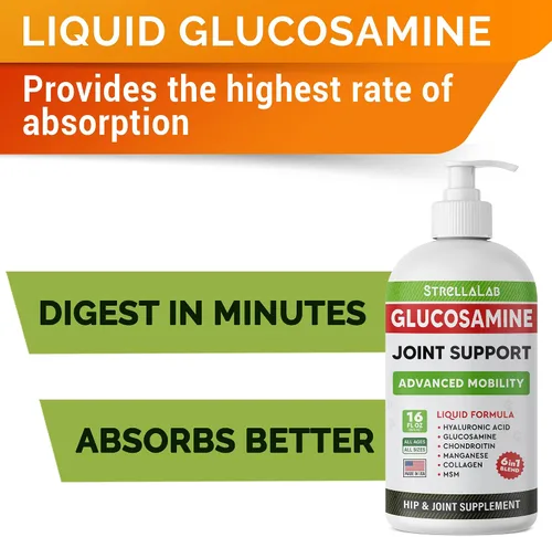 Vista 4 de Paquete de glucosamina líquida + aceite de salmón Omega 3 para perros, alivio del dolor articular + alivio de alergias, condroitina, MSM, colágeno +