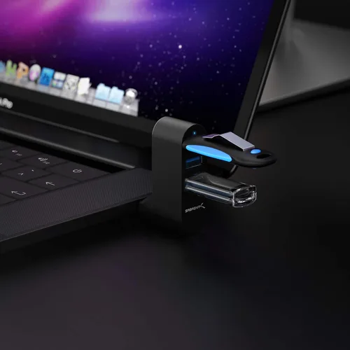 Vista 8 de SABRENT Mini USB 3.0 Hub de aluminio de 3 puertos premium [90°/180° grados giratorio] (HB-R3MB)