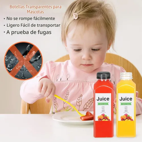 Vista 3 de 24 botellas de plástico de 16 onzas con tapas, botellas de jugo con tapas, recipientes reutilizables y claros para bebidas como leche, batidos, jugo